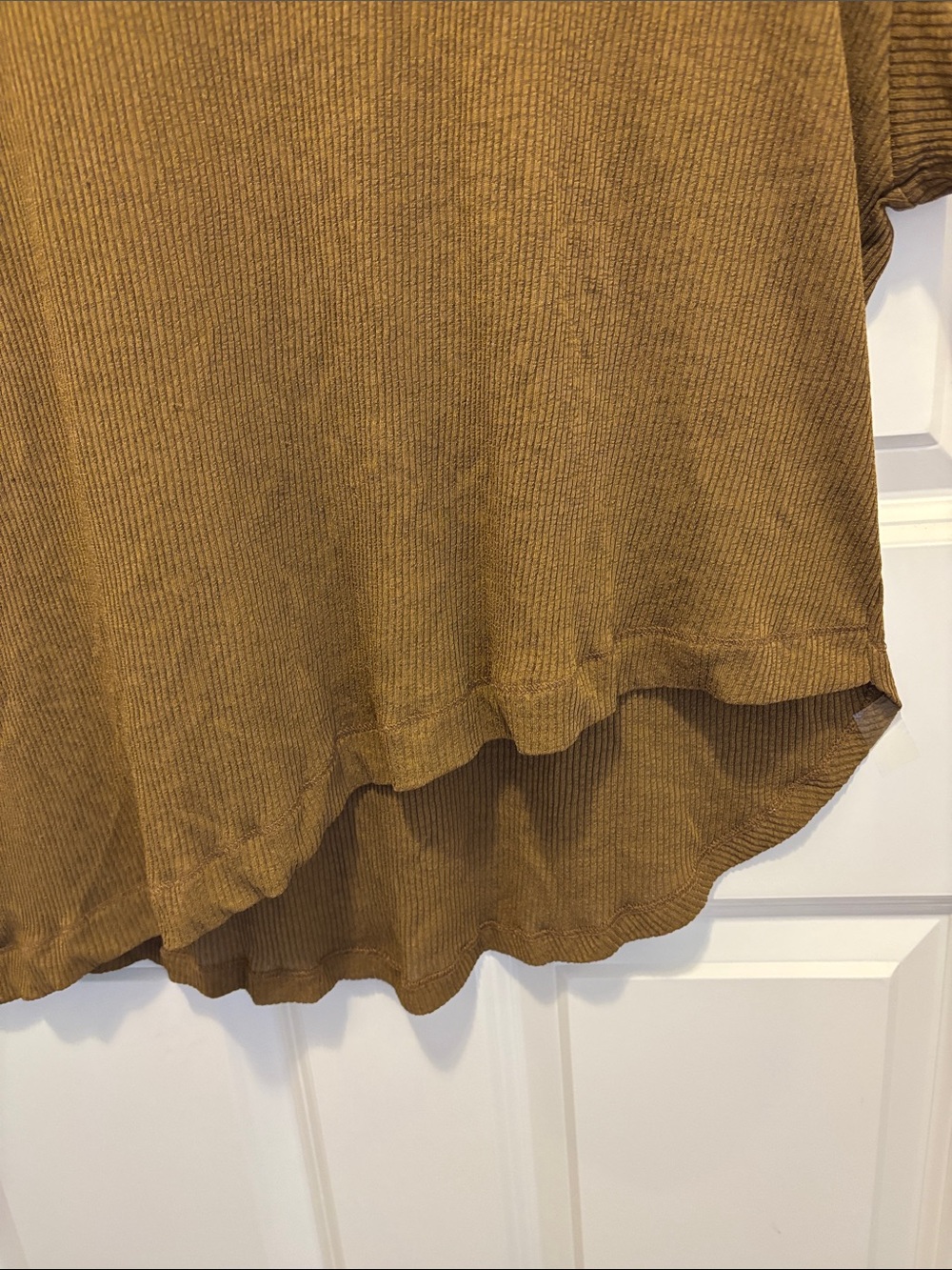 Zara Ribbed Short Sleeve Top in Mustard Brown 🤎 Sz 8 - Picture 5 of 12